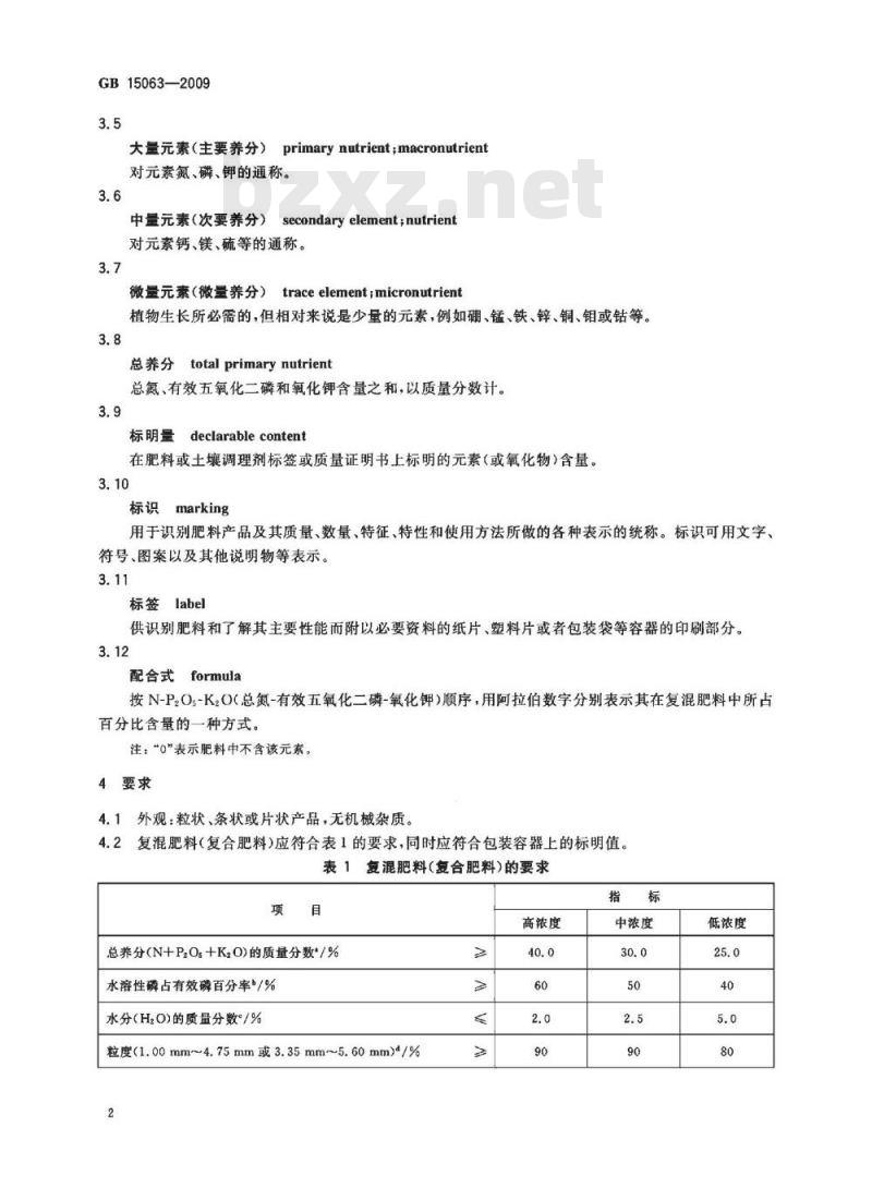 GB 15063-2009  复混肥料(复合肥料)