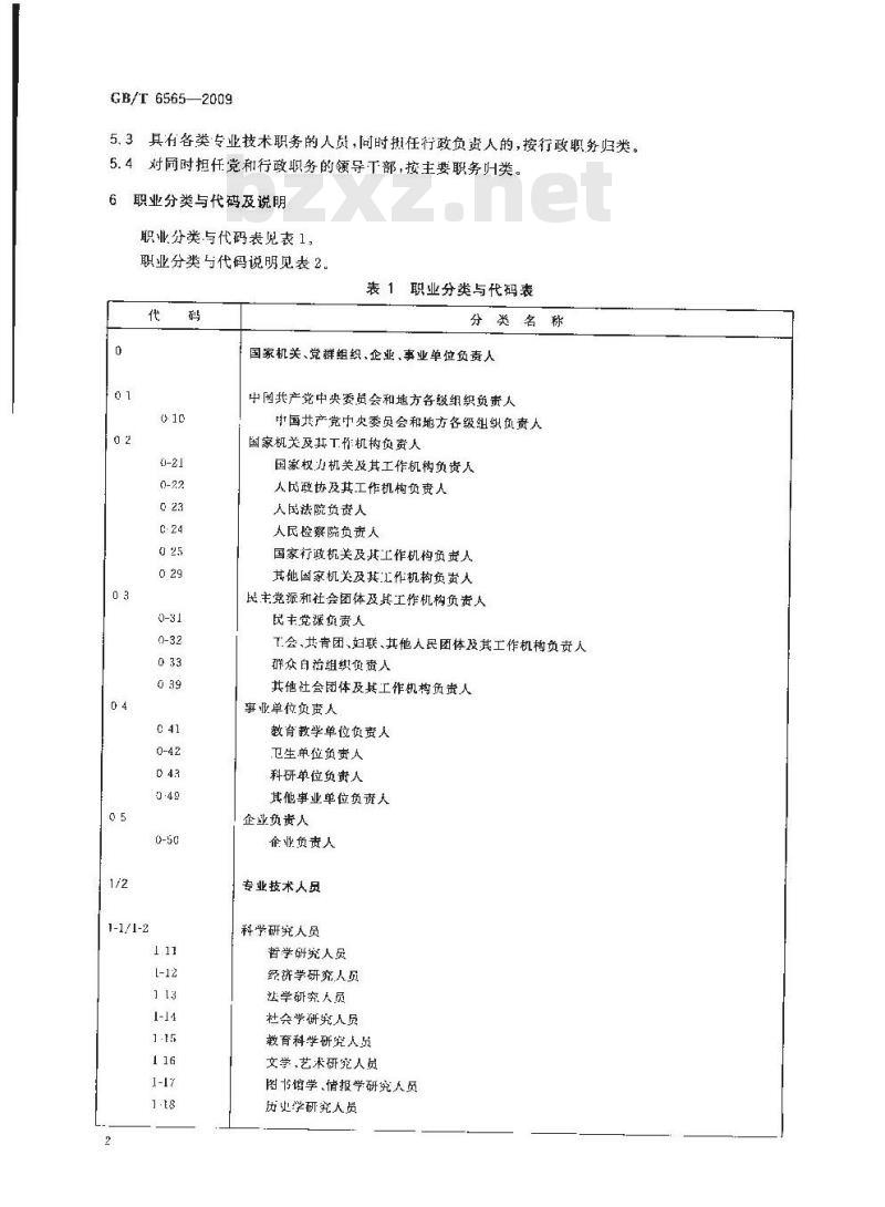 GB/T 6565-2009 职业分类与代码 GB/T 6565-2009 职业分类与代码