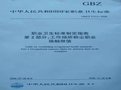 GBZ/T 210.2-2008 职业卫生标准制定指南 第2部分:工作场所粉尘职业接触限值