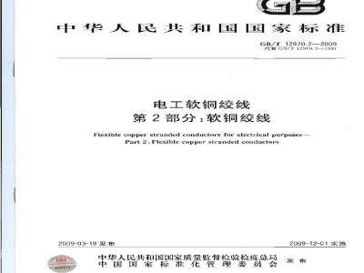 GB/T 12970.2-2009 电工软铜绞线 第2部分：软铜绞线
