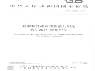 GB/T 22838.9-2009 卷烟和滤棒物理性能的测定 第9部分：卷烟空头