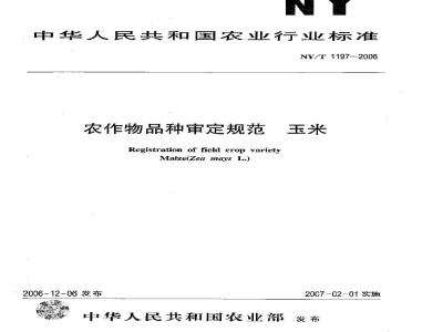 NY/T 1197-2006 农作物品种审定规范 玉米