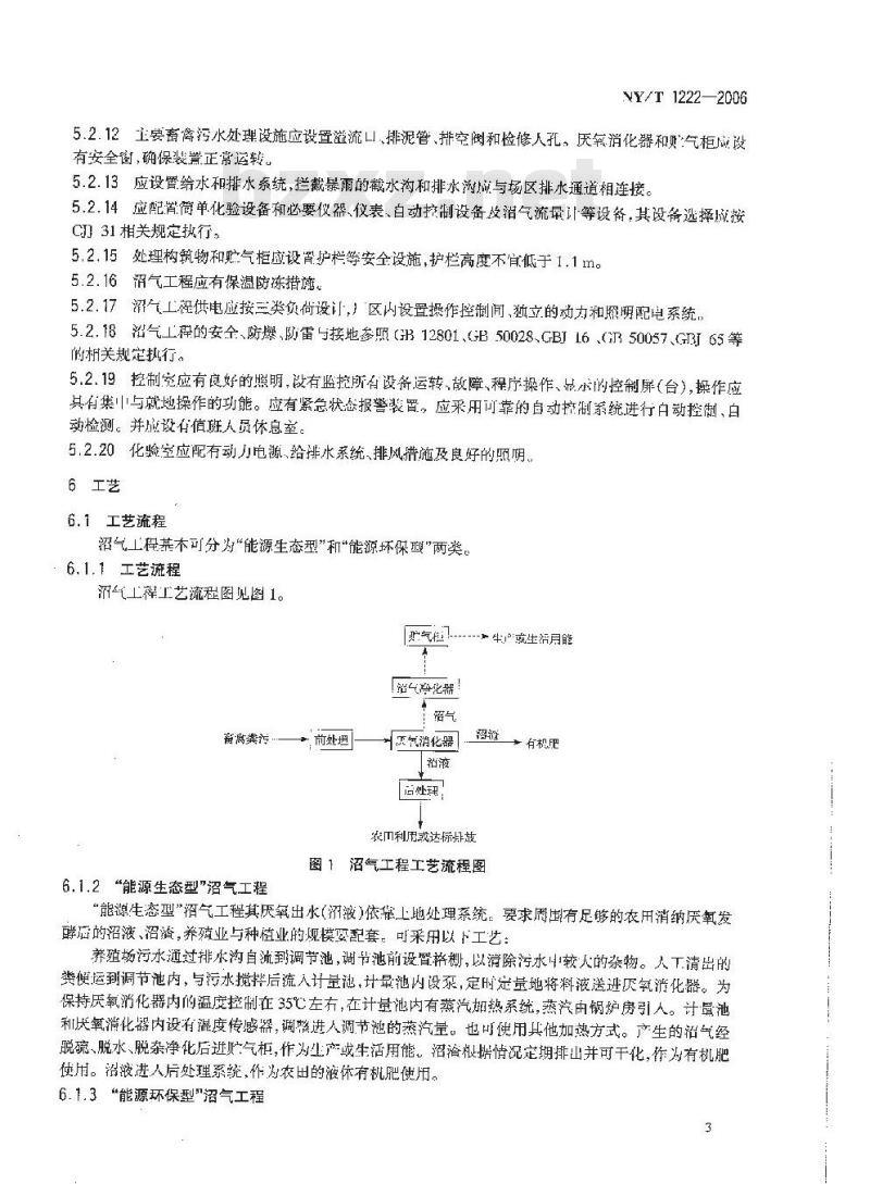 NY/T 1222-2006 规模化畜禽养殖场沼气工程设计规范 NY/T 1222-2006 规模化畜禽养殖场沼气工程设计规范