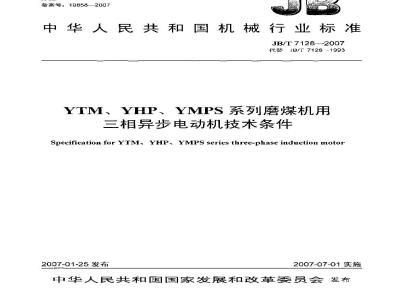 JB/T 7128-2007 YTM、YHP、YMPS系列磨煤机用三相异步电动机技术条件