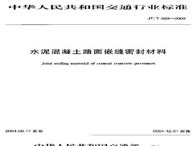 JT/T 589-2004 水泥混凝土路面嵌缝密封材料