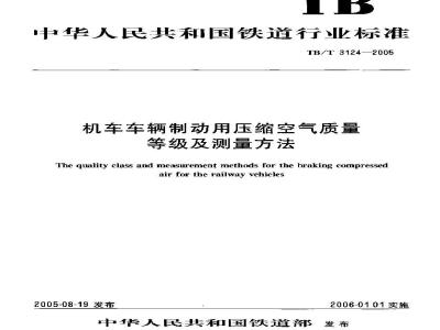 TB/T 3124-2005 机车车辆制动用压缩空气质量等级及测量方法