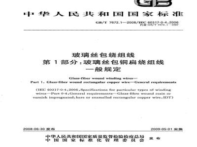 GB/T 7672.1-2008 玻璃丝包绕组线 第1部分：玻璃丝包铜扁绕组线 一般规定