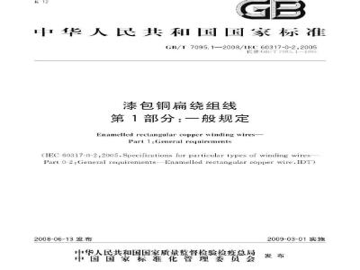 GB/T 7095.1-2008 漆包铜扁绕组线 第1部分：一般规定