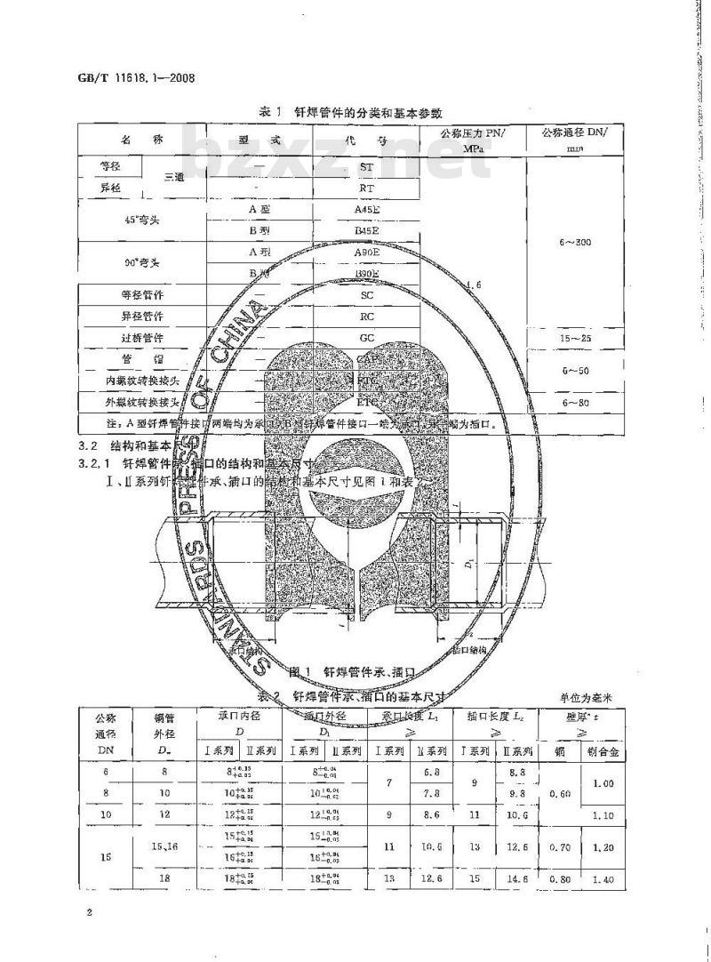 GB/T 11618.1-2008 铜管接头 第1部分：钎焊式管件