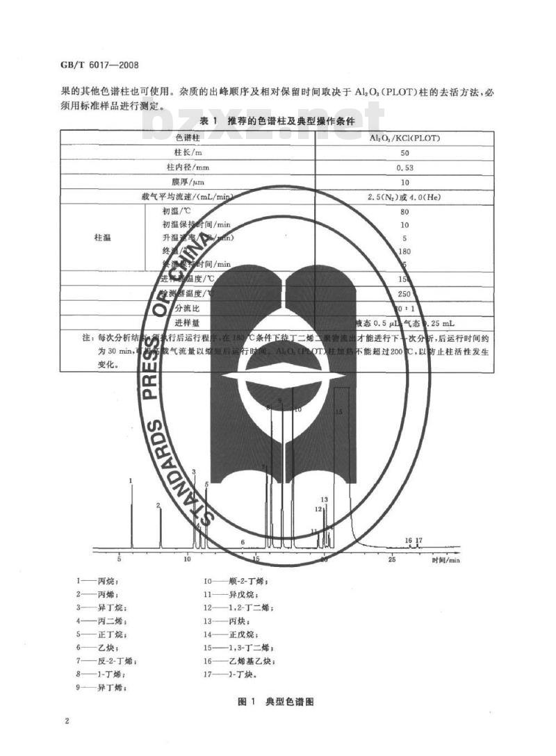 GB/T 6017-2008 工业用丁二烯纯度及烃类杂质的测定 气相色谱法 GB/T 6017-2008 工业用丁二烯纯度及烃类杂质的测定 气相色谱法