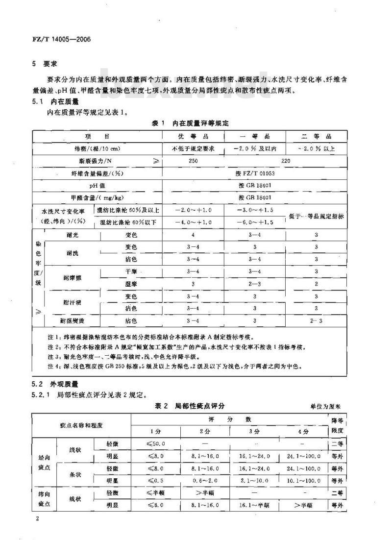FZ/T 14005-2006 涤粘混纺印染布 FZ/T 14005-2006 涤粘混纺印染布