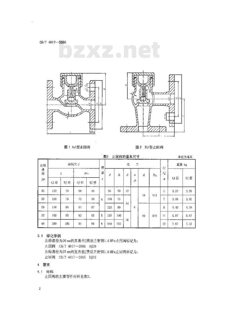 CB/T 4017-2005 J类法兰青铜1.6MPa止回阀 CB/T 4017-2005 J类法兰青铜1.6MPa止回阀