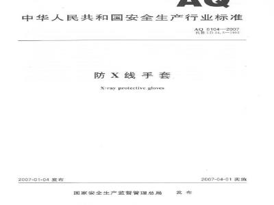 AQ 6104-2007 防X线手套
