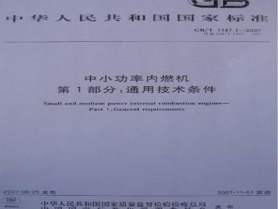 GB/T 1147.1-2007 中小功率内燃机 第1部分：通用技术条件