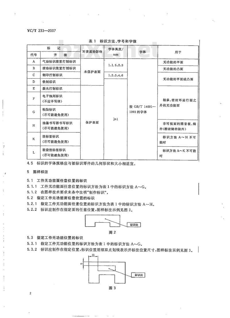 YC/T 233-2007 零件标识 YC/T 233-2007 零件标识