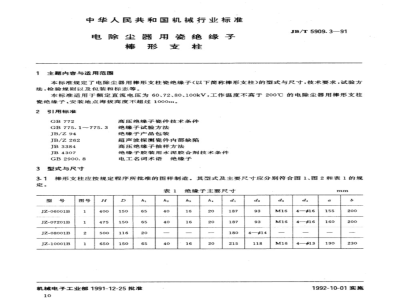 JB/T 5909.3-1991 电除尘器用瓷绝缘子棒形支柱