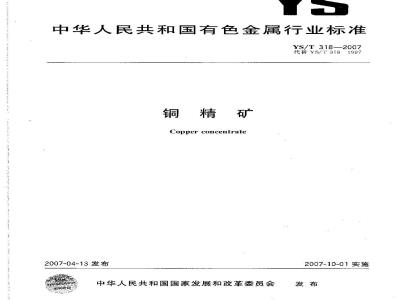 YS/T 318-2007 铜精矿