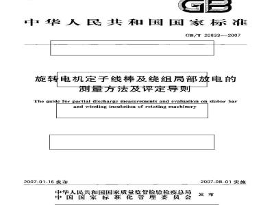 GB/T 20833-2007 旋转电机定子线棒及绕组局部放电的测量方法及评定导则