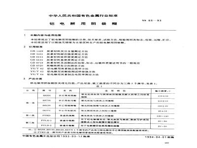 YS/T 65-1993 铝电解用阴极糊