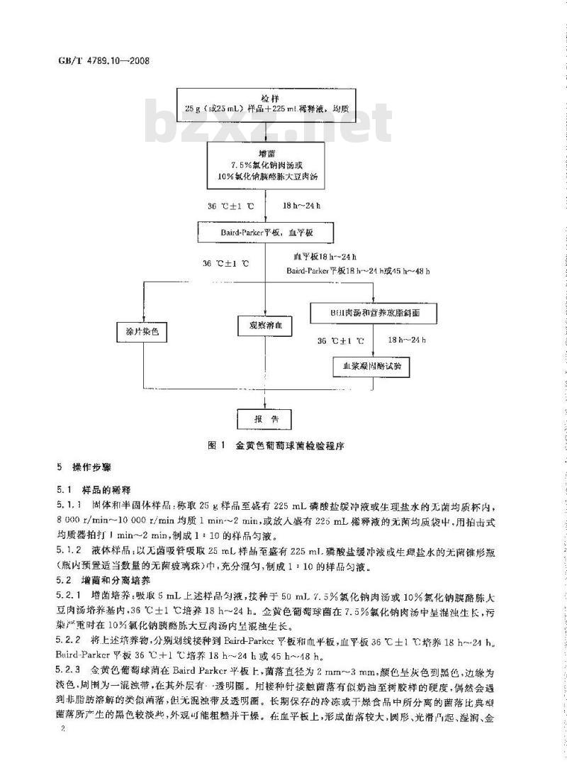 GB/T 4789.10-2008 食品卫生微生物学检验 金黄色葡萄球菌检验 GB/T 4789.10-2008 食品卫生微生物学检验 金黄色葡萄球菌检验