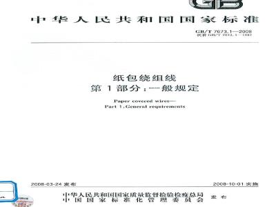 GB/T 7673.1-2008 纸包绕组线 第1部分: 一般规定