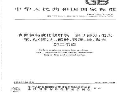 GB/T 6060.3-2008 表面粗糙度比较样块 第3部分：电火花、抛(喷)丸、喷砂、研磨、锉、抛光加工表面