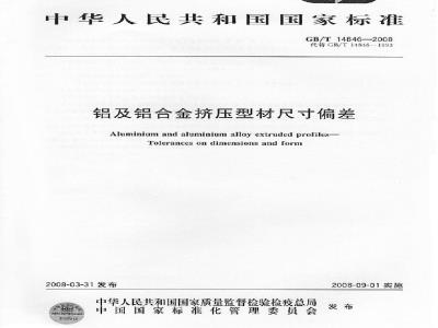 GB/T 14846-2008 铝及铝合金挤压型材尺寸偏差