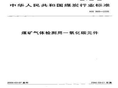 MT 980-2006 煤矿气体检测用一氧化碳件