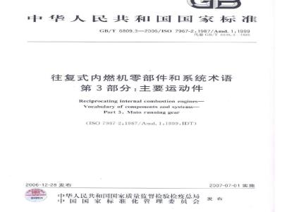 GB/T 6809.3-2006 往复式内燃机零部件和系统术语 第3部分:主要运动件