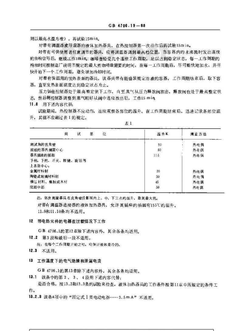 GB 4706.19-1988 家用和类似用途电器安全 液体加热器具的特殊要求 GB 4706.19-1988 家用和类似用途电器安全 液体加热器具的特殊要求