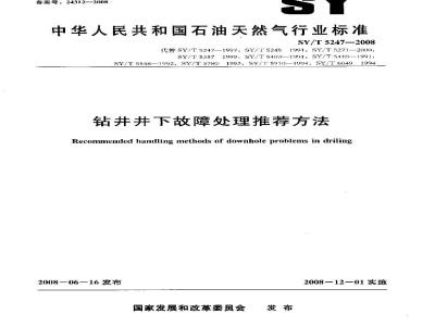 SY/T 5247-2008 钻井井下故障处理推荐方法