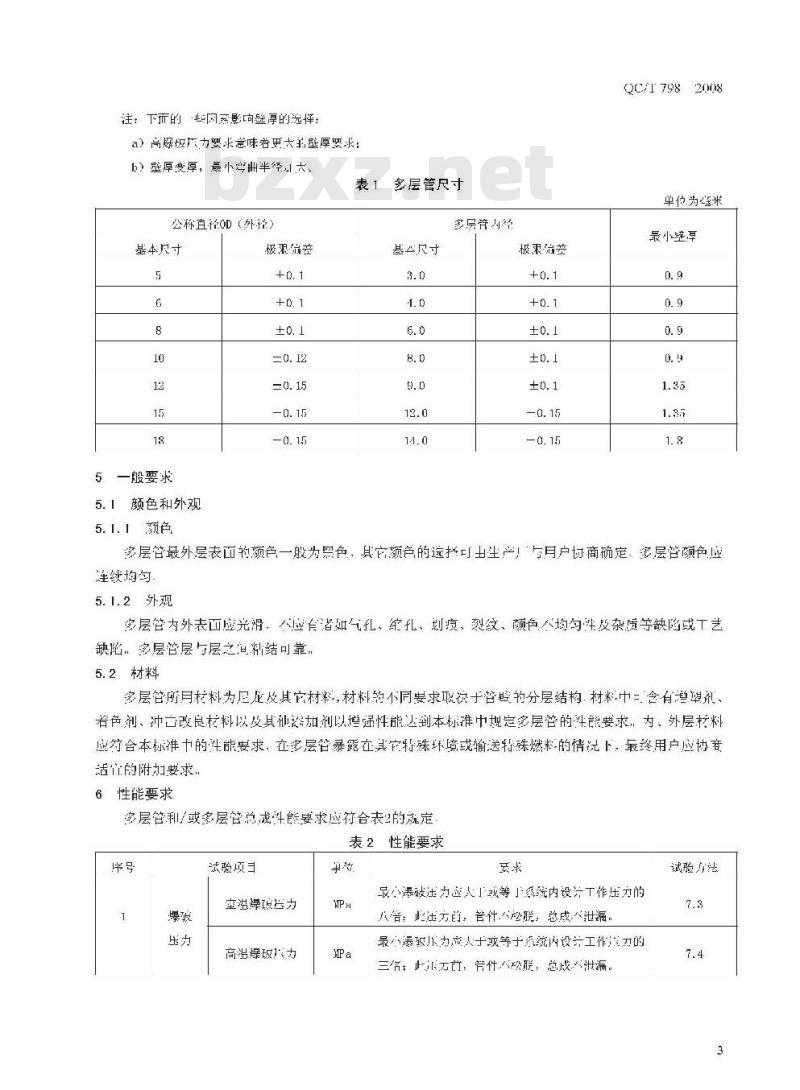 QC/T 798-2008 汽车用多层塑料燃油管 QC/T 798-2008 汽车用多层塑料燃油管
