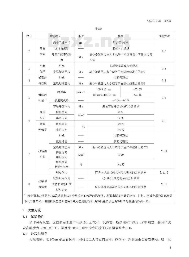 QC/T 798-2008 汽车用多层塑料燃油管 QC/T 798-2008 汽车用多层塑料燃油管