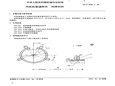 JB/T 6296.2-1992 Multi-weld lining ring for steam turbine piping accessories