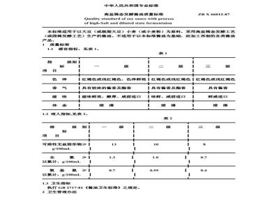 ZB X 66012-1987 高盐稀态发酵酱油质量标准