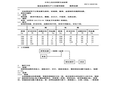 ZB X 10045-1986 湿态盐渍菜生产工艺通用规程 腌雪里蕻