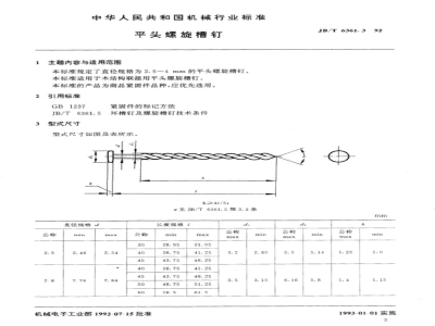 JB/T 6361.3-1992 Flat head spiral groove nails
