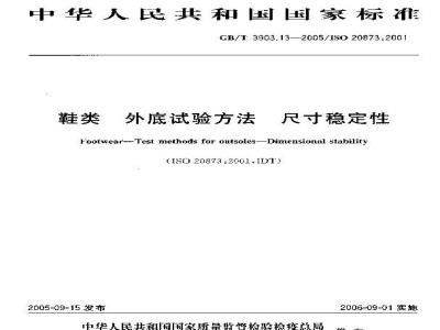 GB/T 3903.13-2005 鞋类 外底试验方法 尺寸稳定性