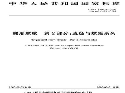 GB/T 5796.2-2005 梯形螺纹 第2部分：直径与螺距系列