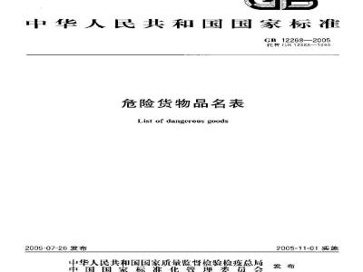 GB 12268-2005 危险货物品名表
