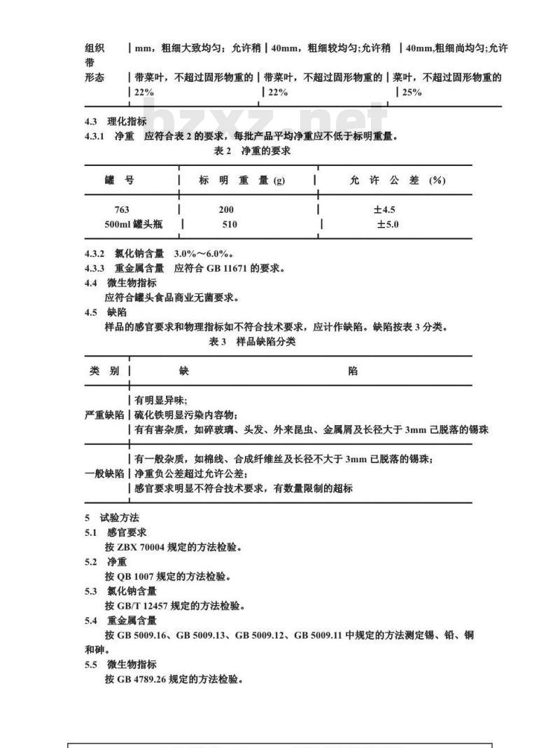 QB 1401-1991 雪菜罐头
