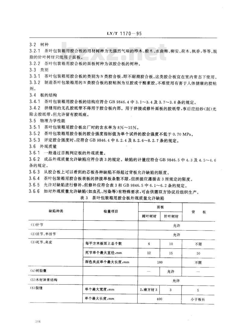 LY/T 1170-1995 茶叶包装箱用胶合板 LY/T 1170-1995 茶叶包装箱用胶合板