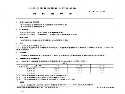 NY/T 212-1992 饲料用碎米