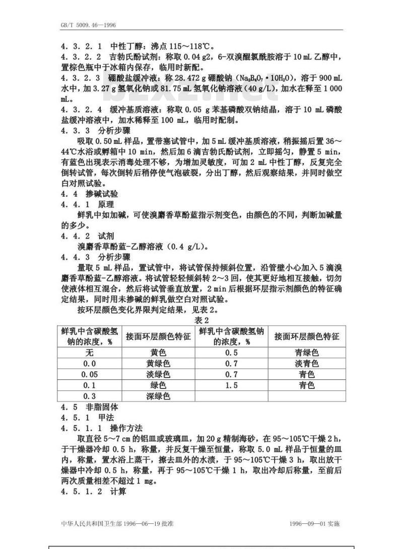 GB/T 5009.46-1996 乳与乳制品卫生标准的分析方法 GB/T 5009.46-1996 乳与乳制品卫生标准的分析方法