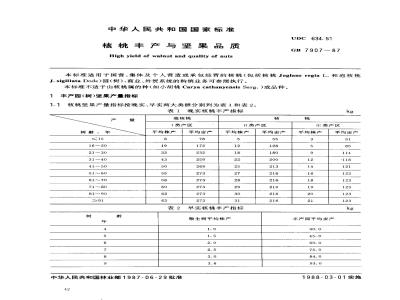 GB 7907-1987 核桃丰产与坚果品质