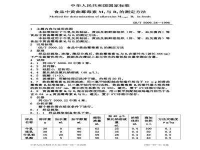 GB/T 5009.24-1996 M1B1食品中黄曲霉毒素与的测定方法