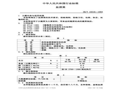 SB/T 10216-1994 盐渍菜