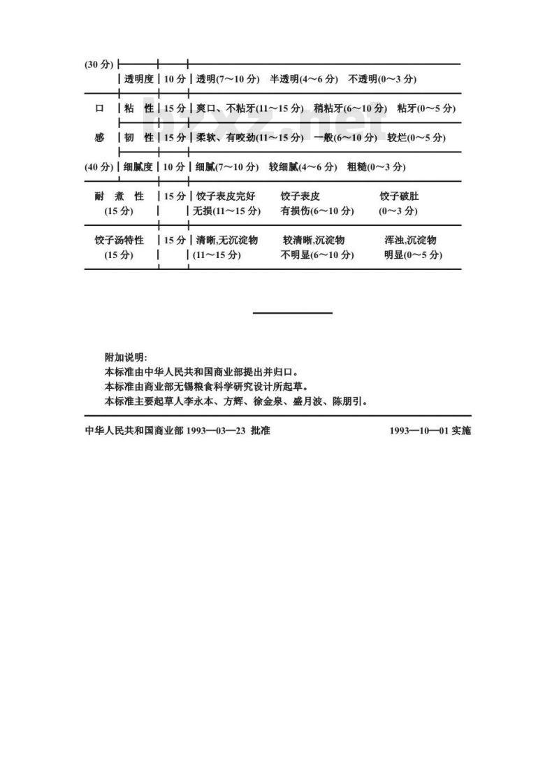 SB/T 10138-1993 饺子用小麦粉 SB/T 10138-1993 饺子用小麦粉