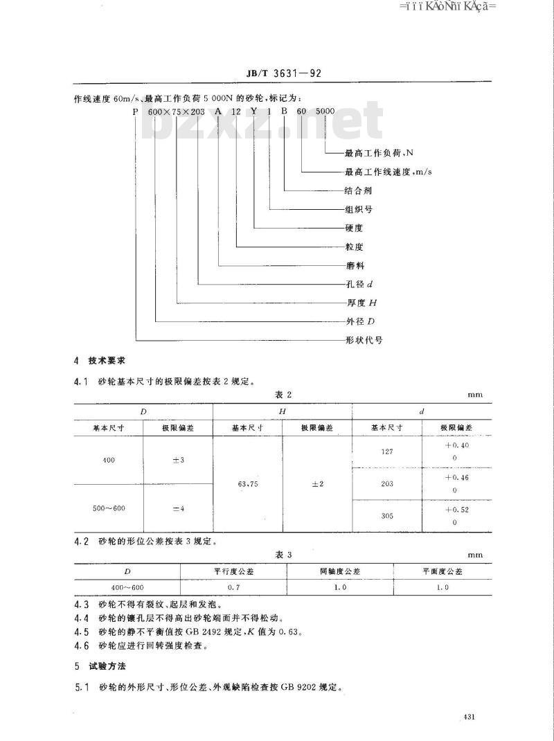 JB/T 3631-1992 树脂重负荷钢坯修磨砂轮 JB/T 3631-1992 树脂重负荷钢坯修磨砂轮