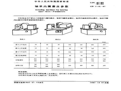 GB 7175-1987 轴承内圈磨床参数